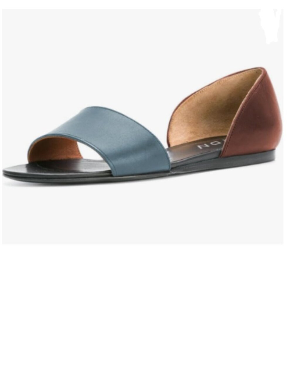 YDN Light Blue & Brown Comfy Peep Toe D'Orsay Casual Flat Sandals Slip on Shoes